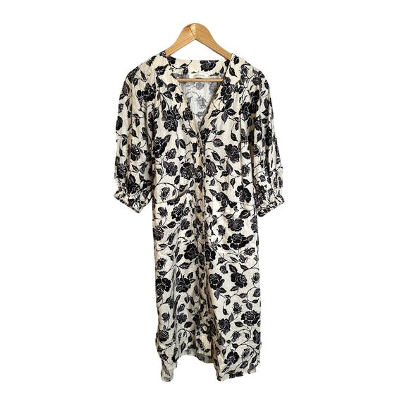 NEW Zimmermann S The Lovestruck $795 Floral 100% LINEN Midi Dress Puff Sleeve 4 - Picture 5 of 13